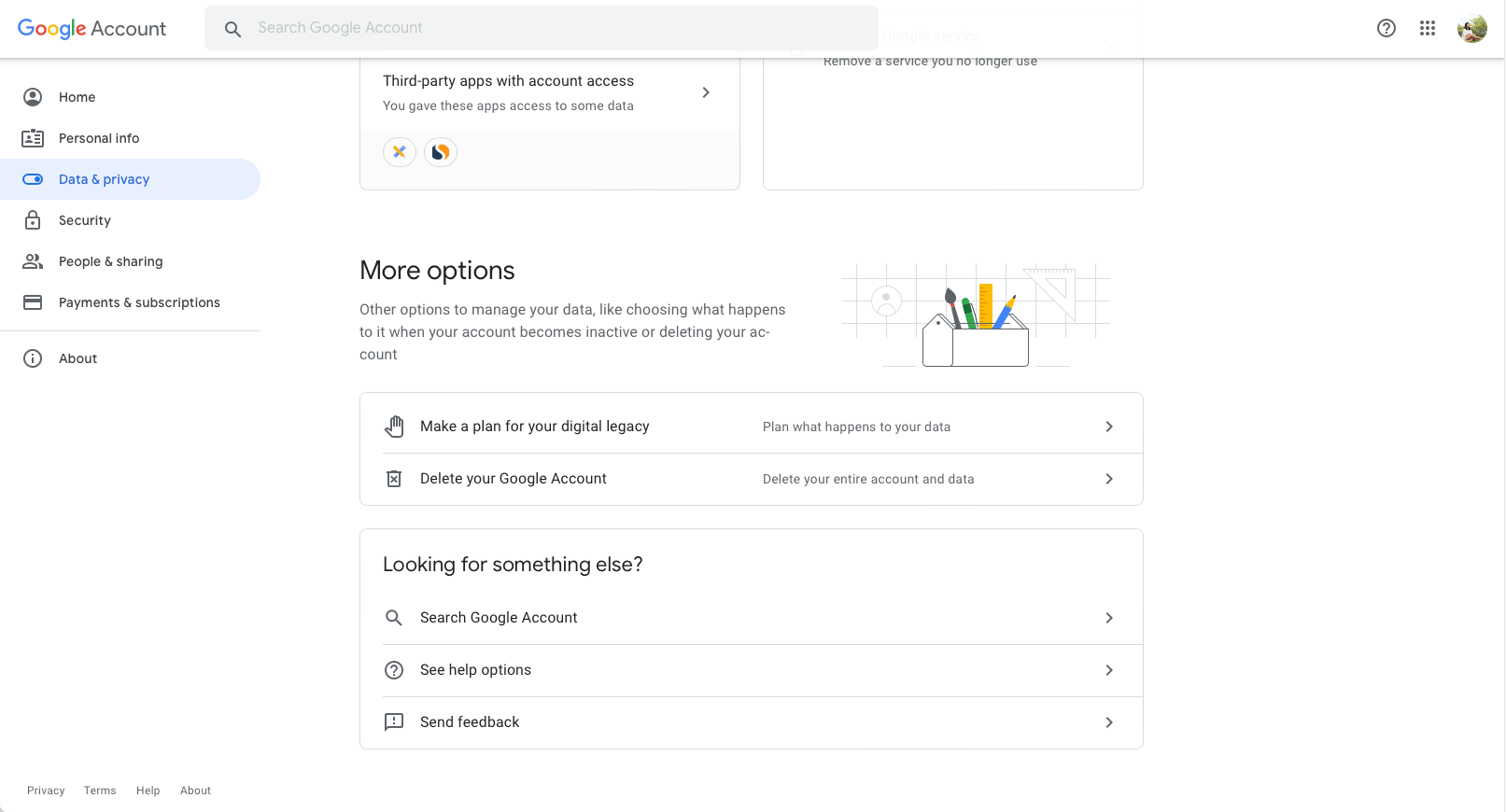 Google Account Settings - Make a Plan for your Digital Legacy