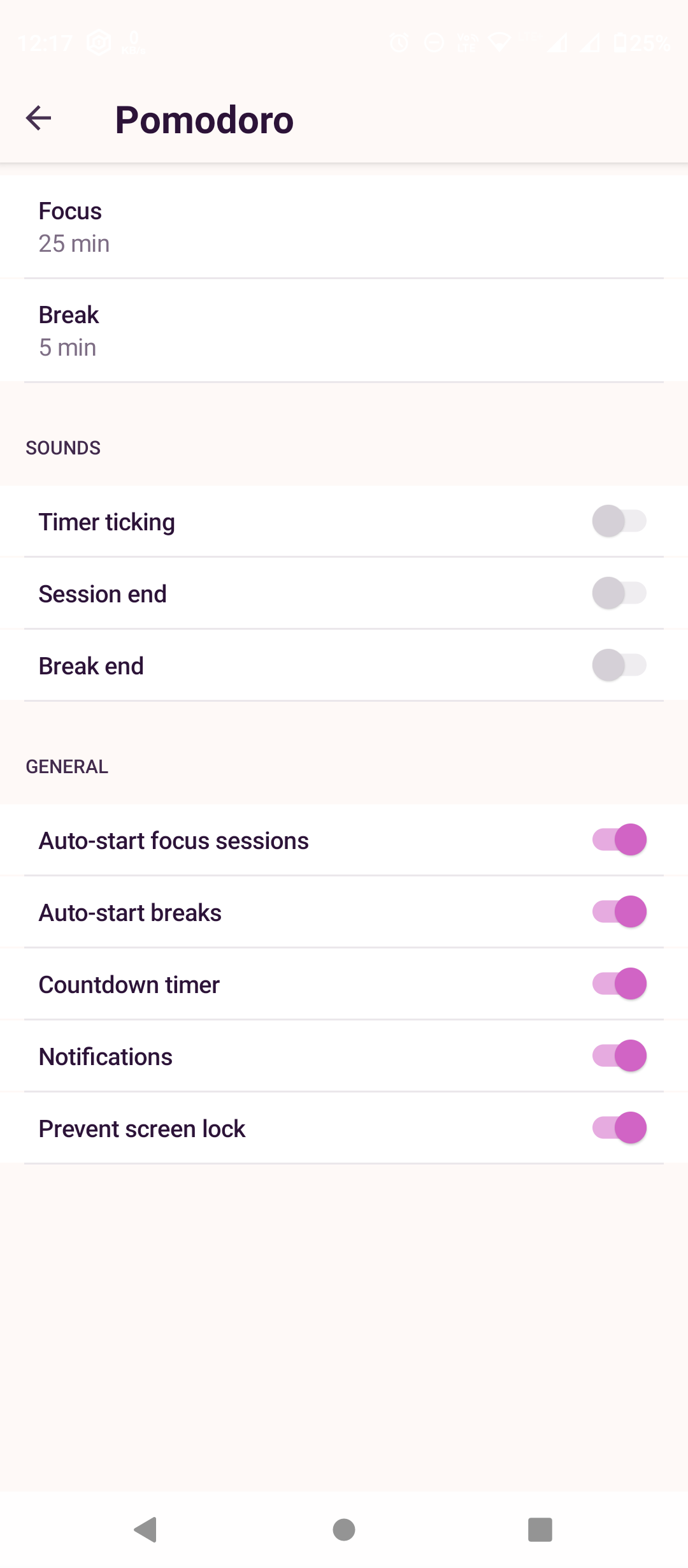Settings of Toggl Track