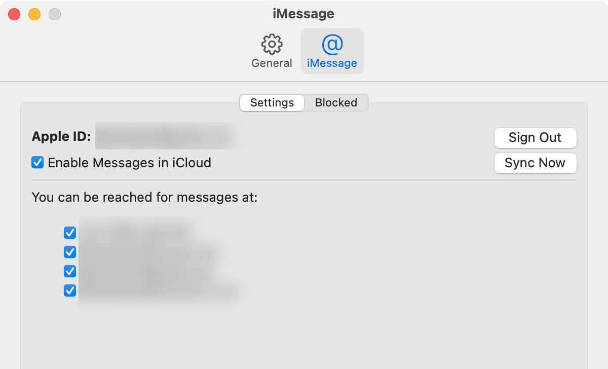 Send and Receive iMessage options on Mac