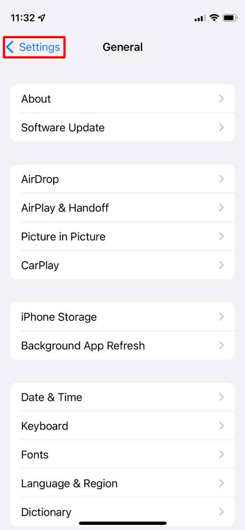 اصول استفاده از گوشی آیفون: نحوه بازگشت، رفتن به صفحه اصلی و دیگر موارد 2 Settings back button.jpg?q=50&fit=crop&w=480&dpr=1 -
