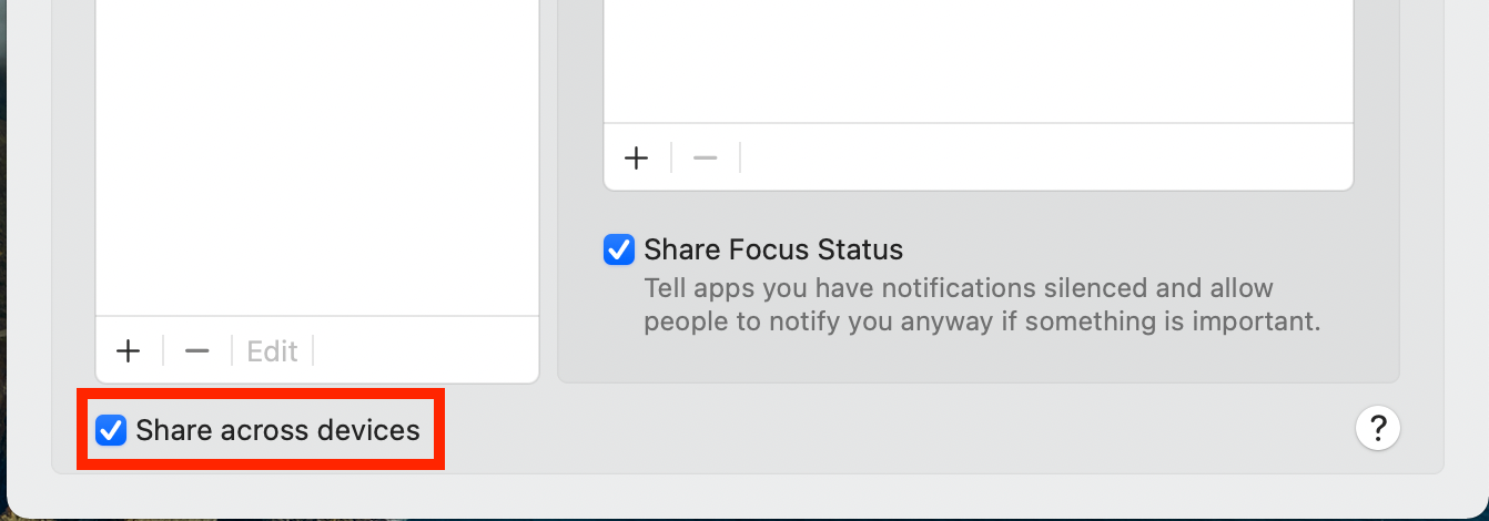 Share Across Devices Option