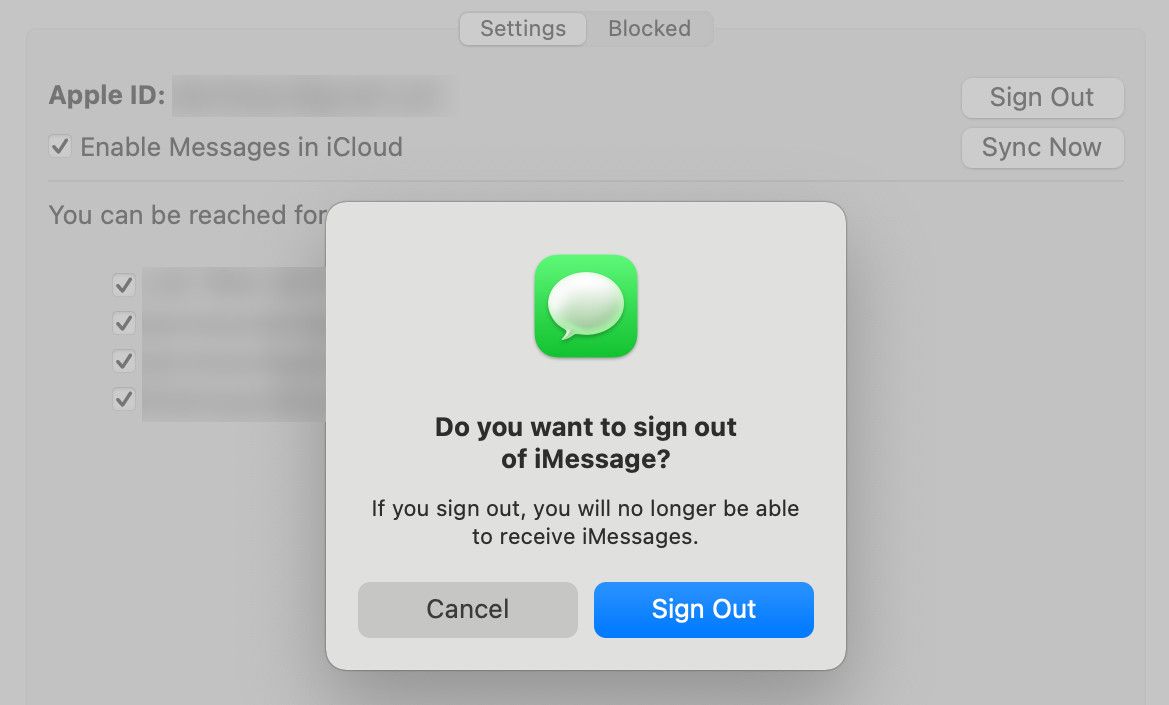 Signing out of iMessage on a Mac