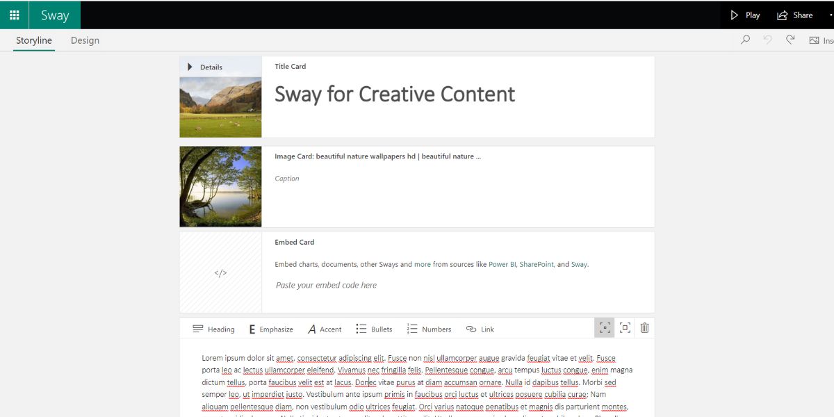 A visual of text formatting options in Sway