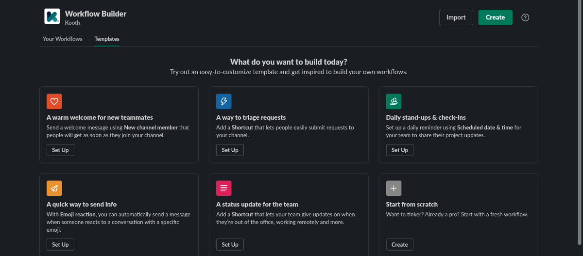 Screenshot of Slack Workflow Builder