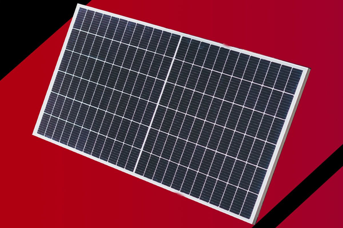 Solar Panel on red background