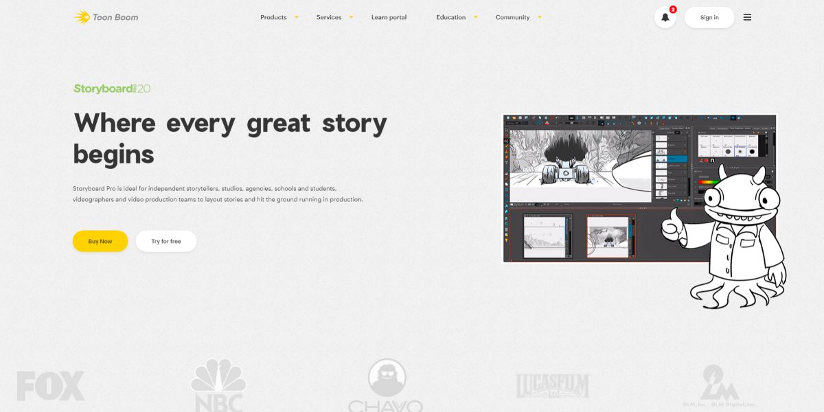 An image showing the StoryBoard Pro website