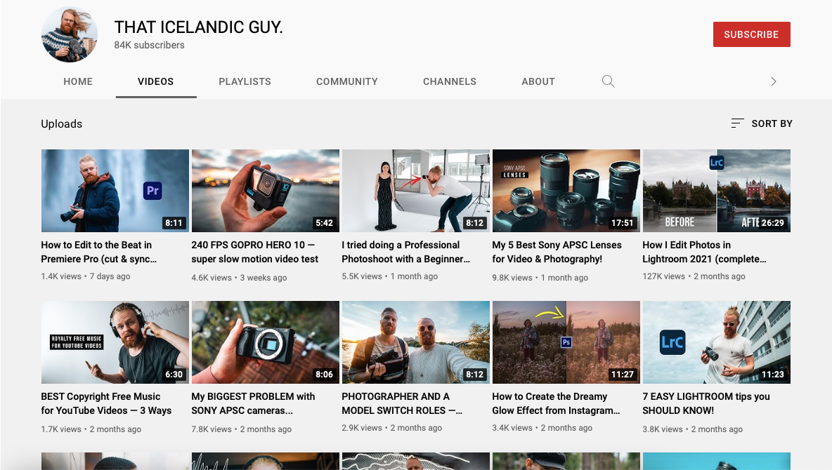 Screenshot of That Icelandic Guy's YouTube Channel