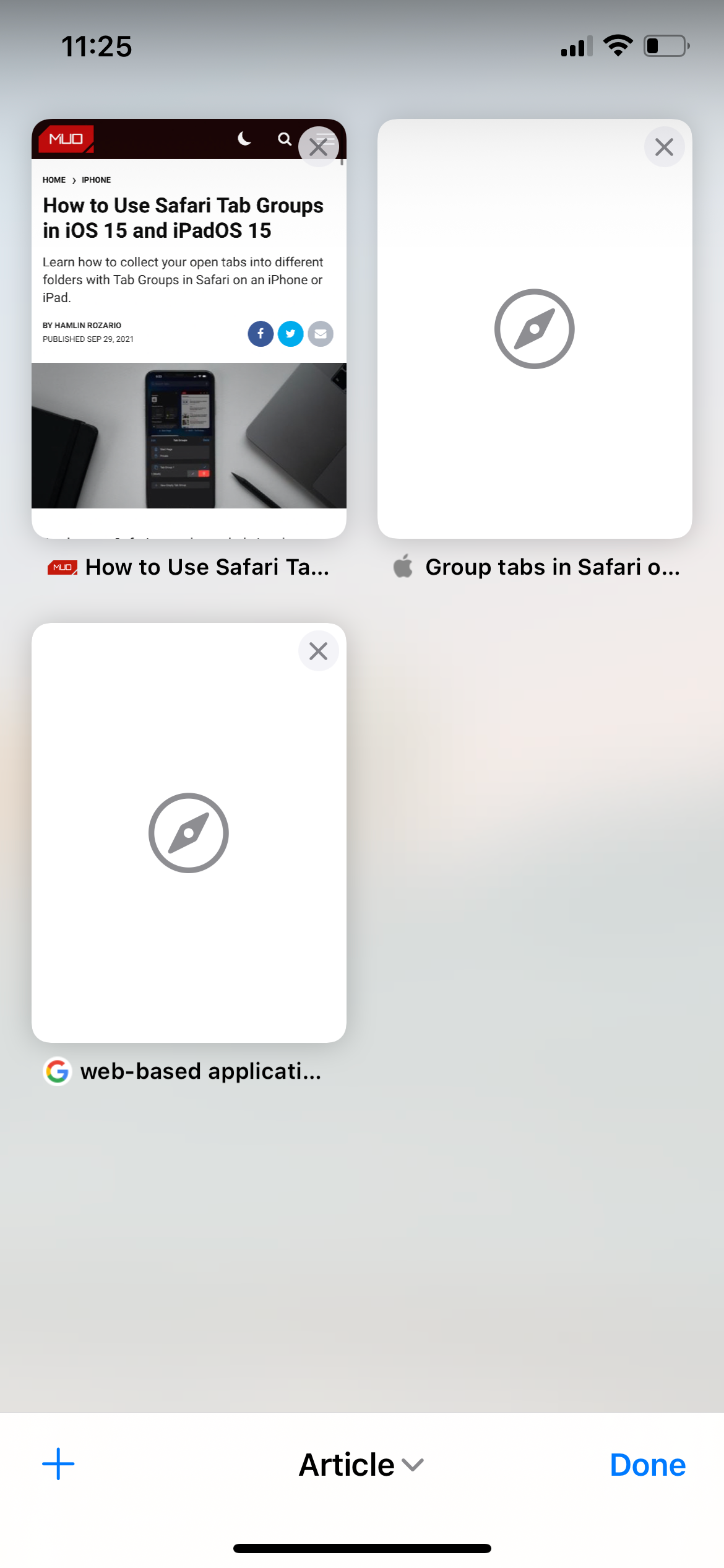 Tab Groups in Safari on iPhone