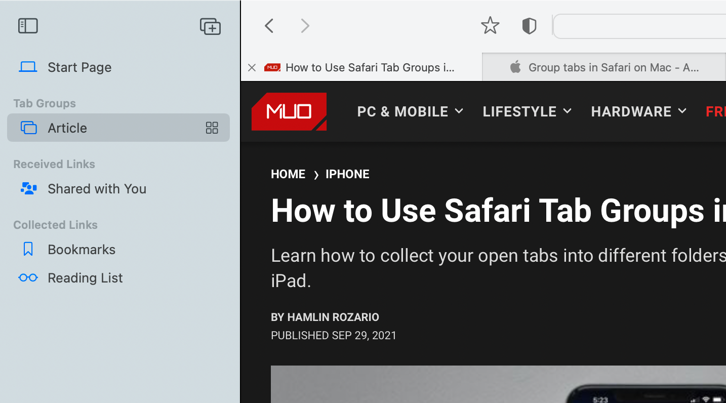 switch tab group safari shortcut