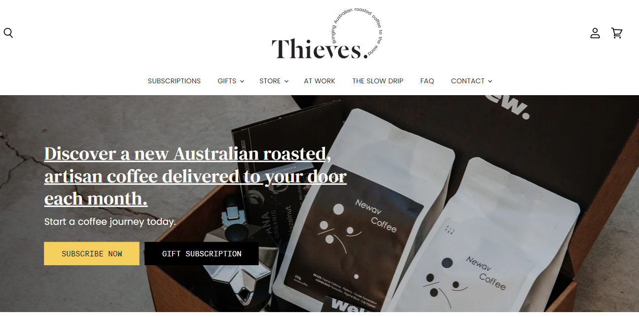 A Screenshot of Three Thousand Thieve's Landing Page