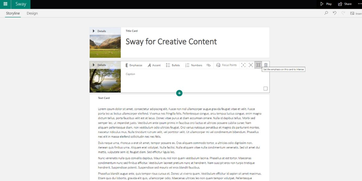 An image showing various text placement options in Sway