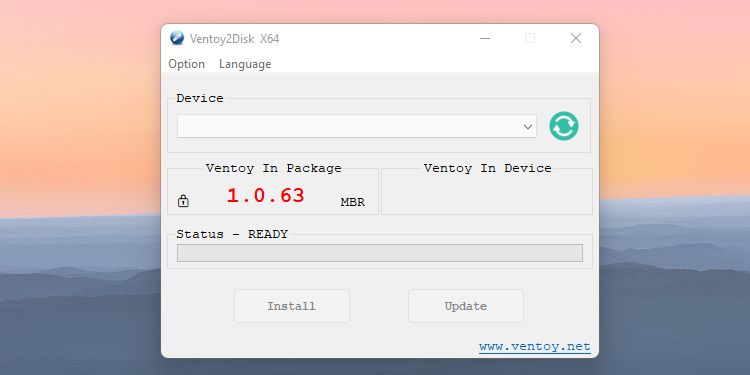 Open Ventoy app in Windows 11