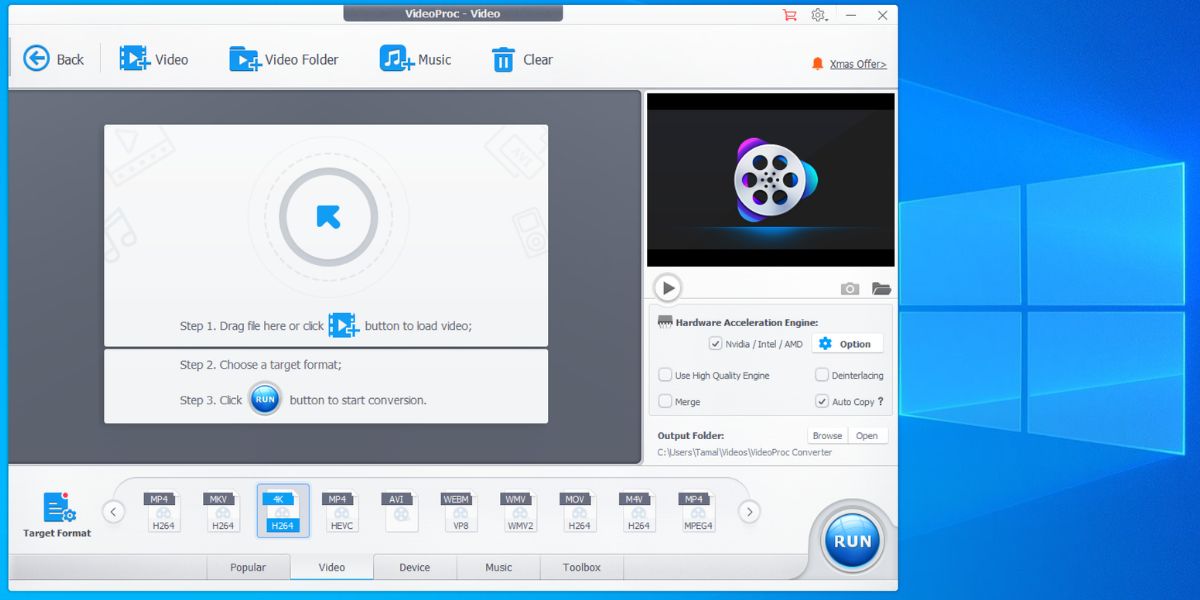 The visual of VideoProc Converter home screen