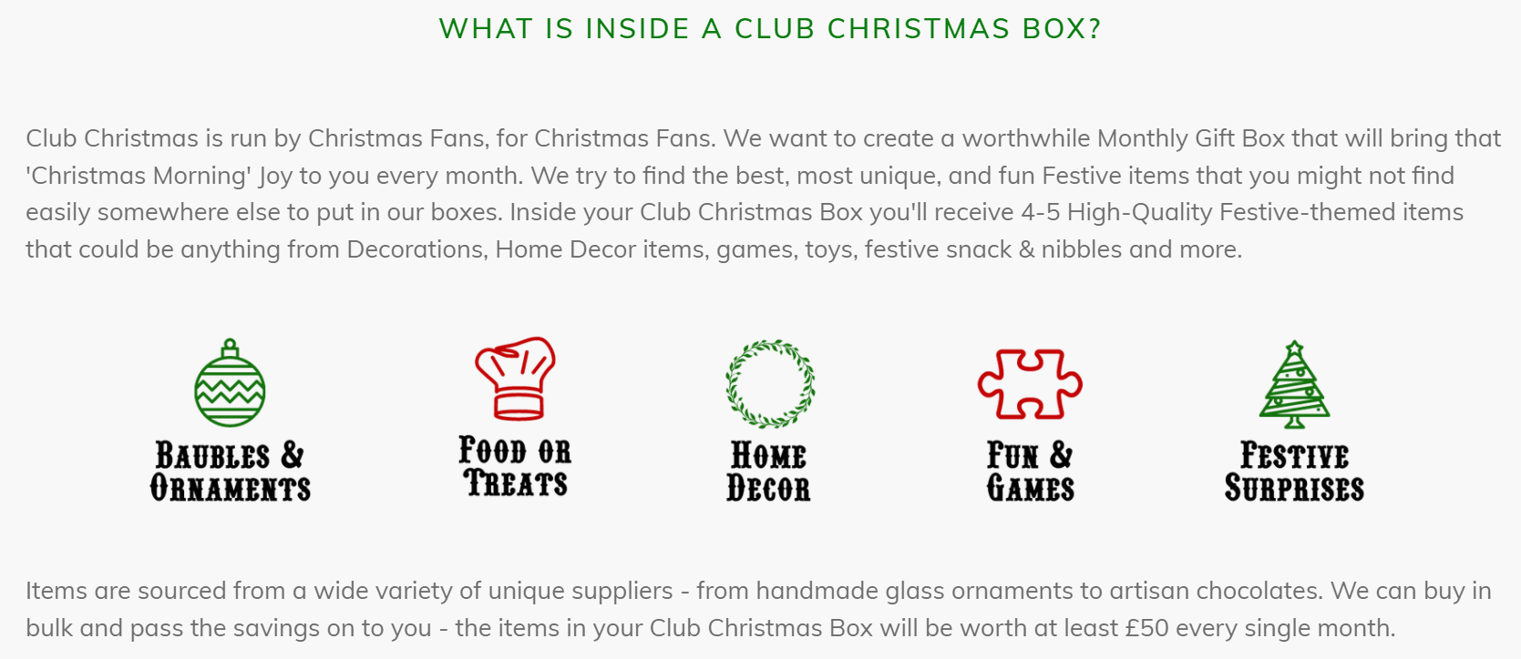 What's inside a Club Christmas Box