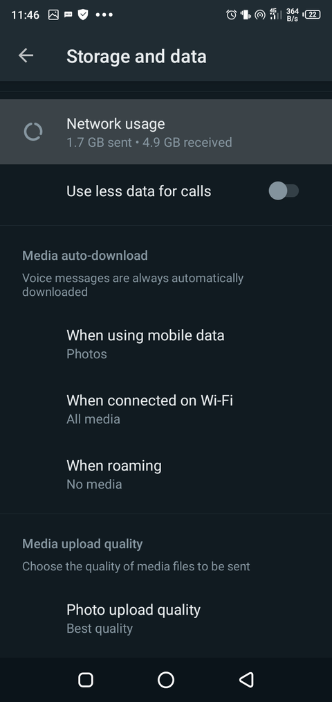 واتساپ: تنظیم کیفیت آپلود عکس در واتساپ 3 WhatsApp settings storage and data usage menu.png?q=50&fit=crop&w=480&dpr=1 -