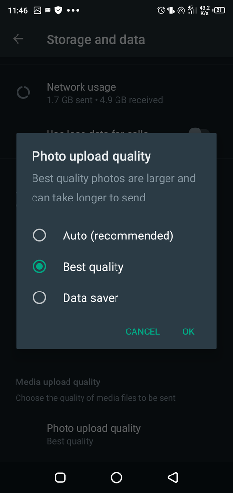 واتساپ: تنظیم کیفیت آپلود عکس در واتساپ 4 WhatsApp upload quality settings options.png?q=50&fit=crop&w=480&dpr=1 -