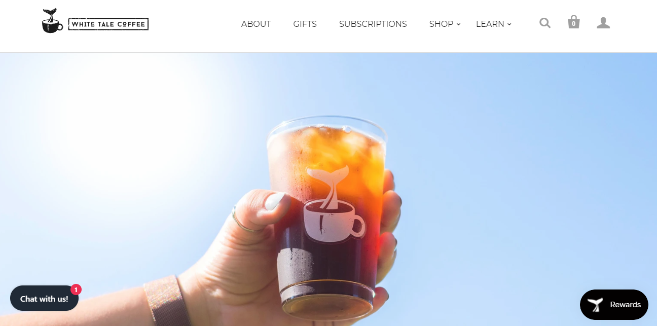 A Screenshot of White Tale Coffee's Landing Page