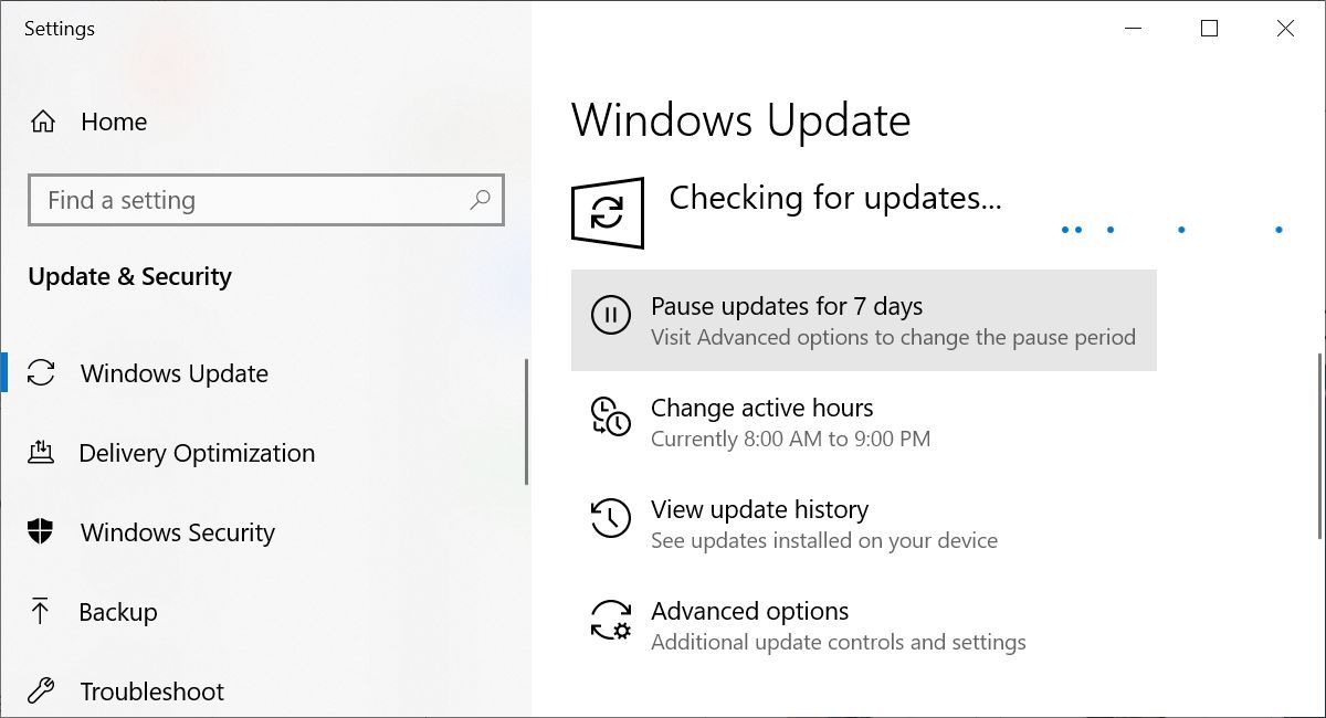 Windows 10 Checking for Updates