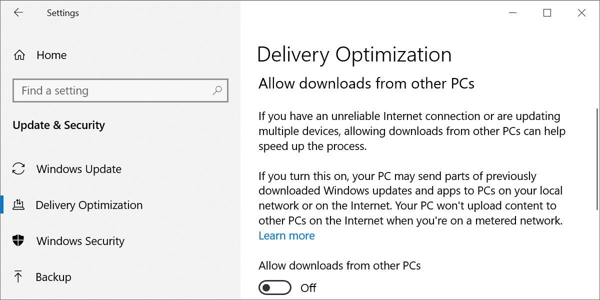 Windows 10 Windows Update Delivery Optimization Compact