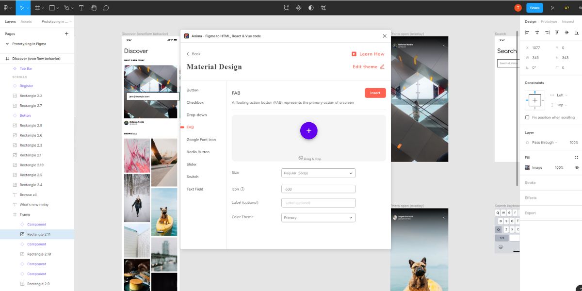 Working with Material Design in Anima