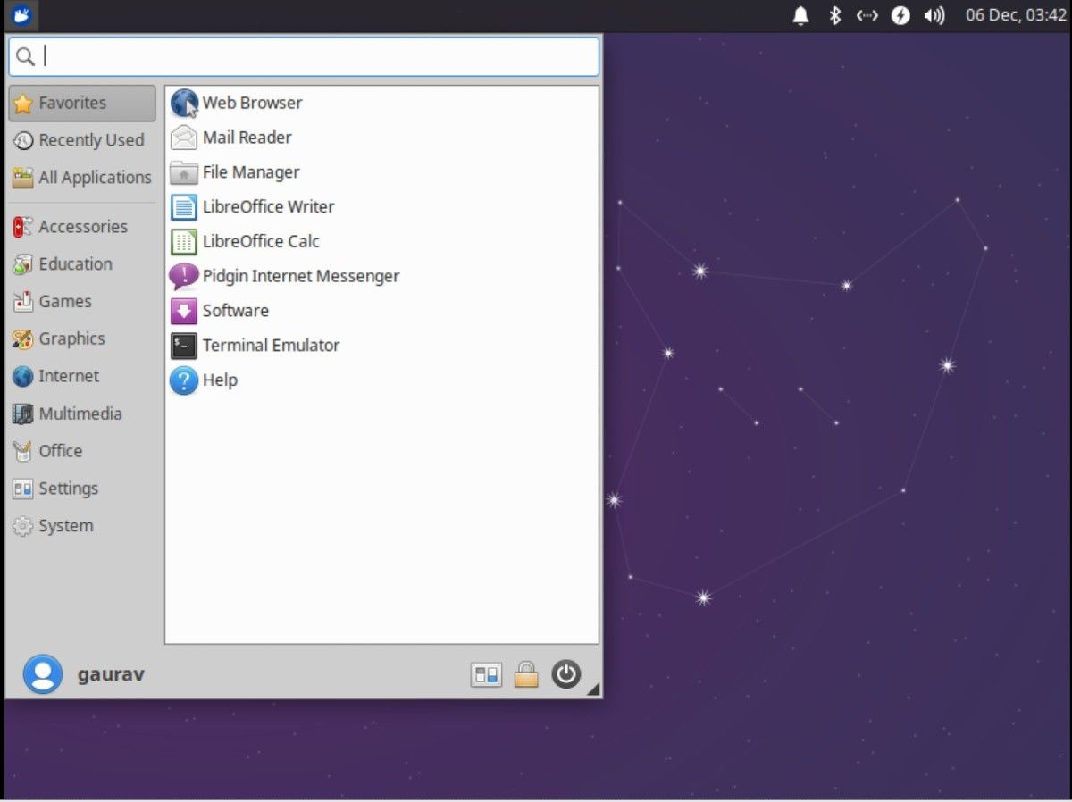 Xubuntu desktop interface