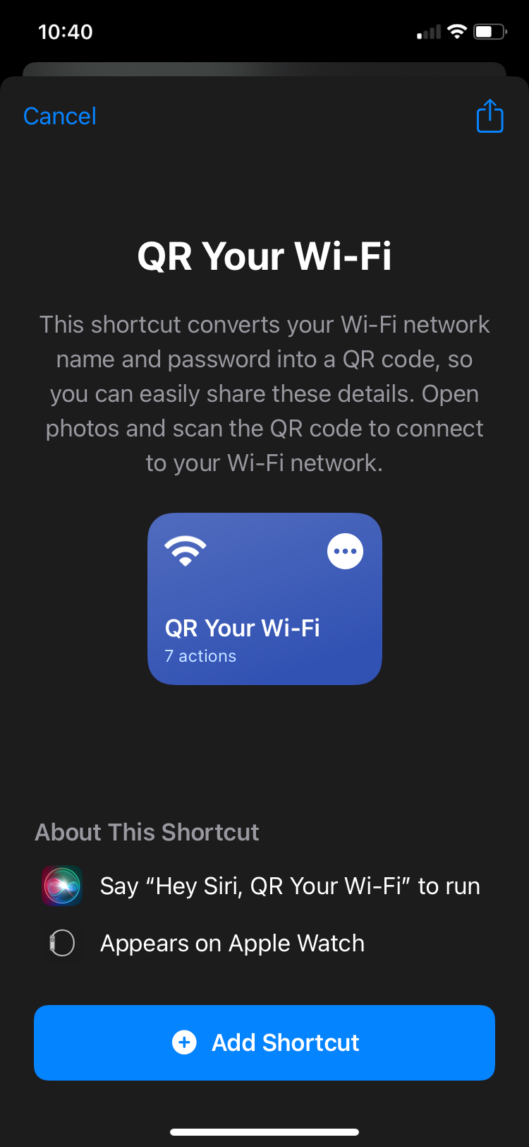 add QR shortcut