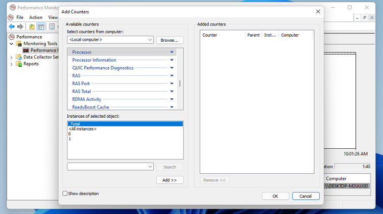 میزان استفاده از RAM، GPU و CPU را در ویندوز 11 بررسی کنید 9 add counters window.png?q=50&fit=crop&w=750&dpr=1