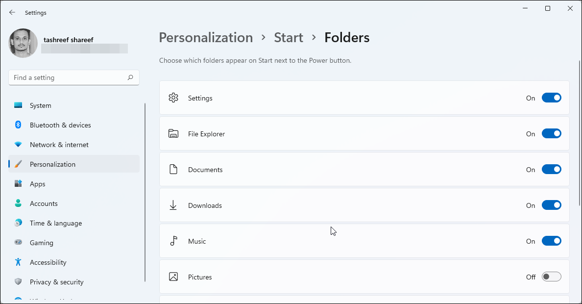 add folders to start menu windows 11