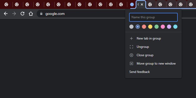 adding tabs to new group on Google Chrome