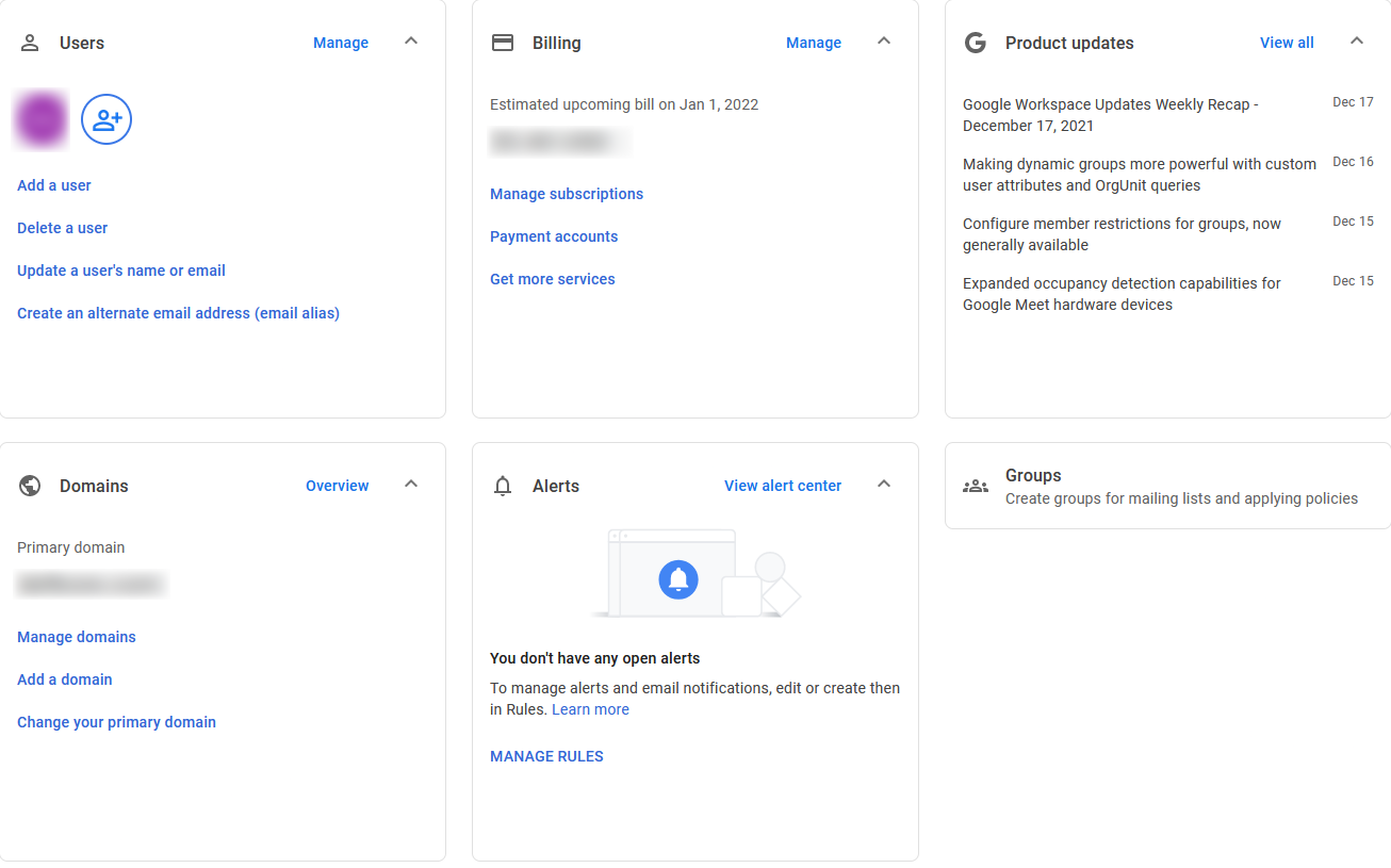 Screenshot Showing Google Admin Console