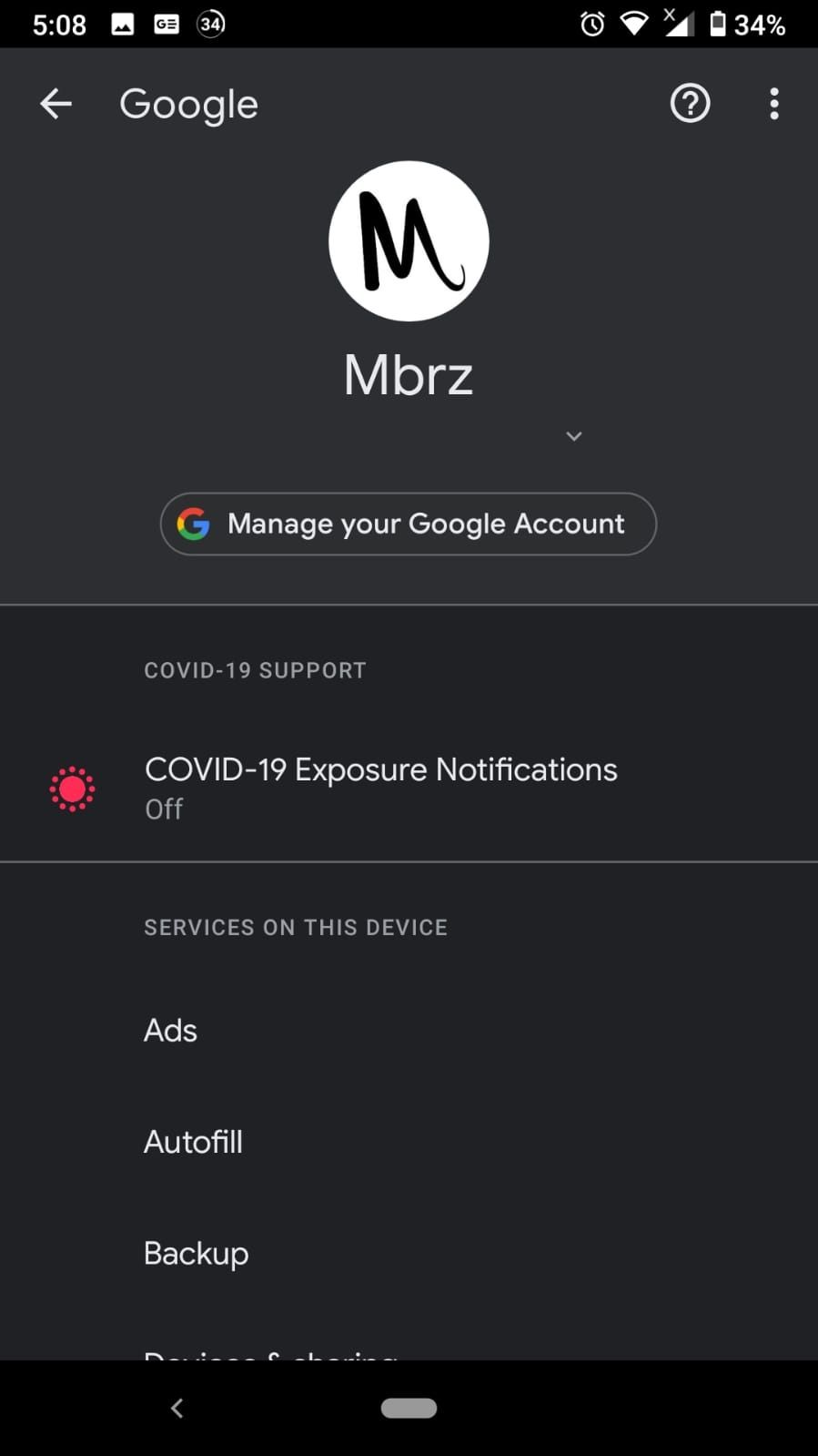 android google settings screenshot