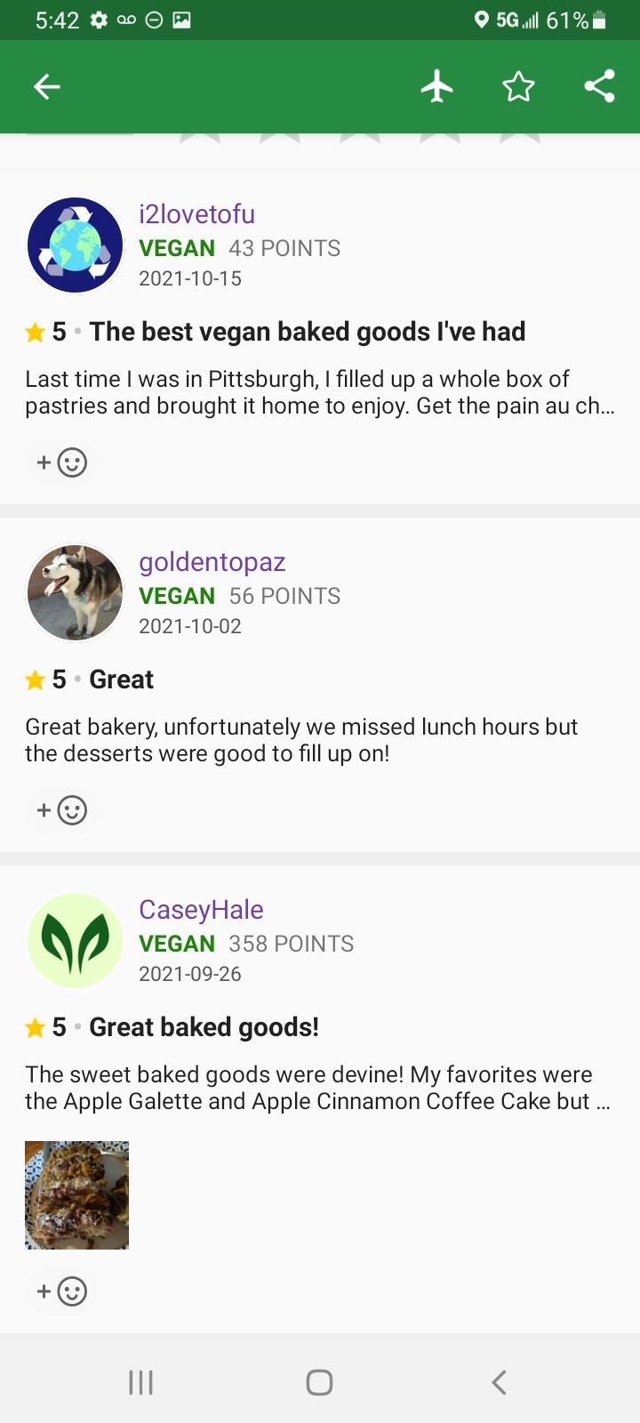 Reviews of vegan food on HappyCow.