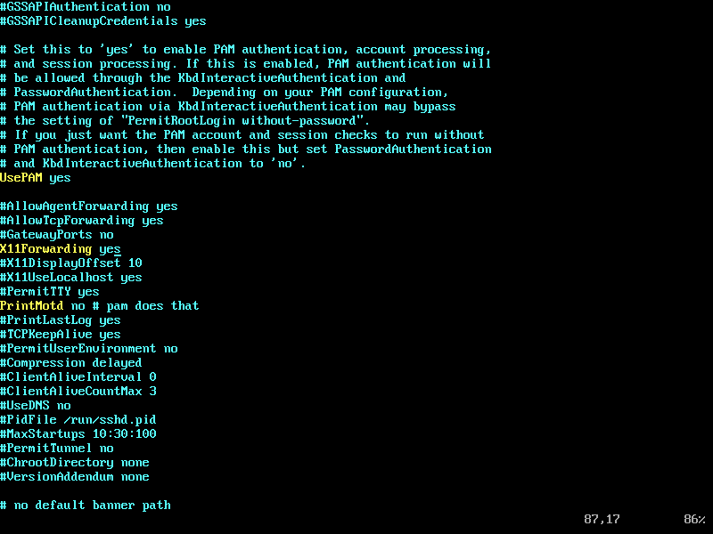 /etc/ssh/sshd_config file on Arch Linux edited to enable X forwarding