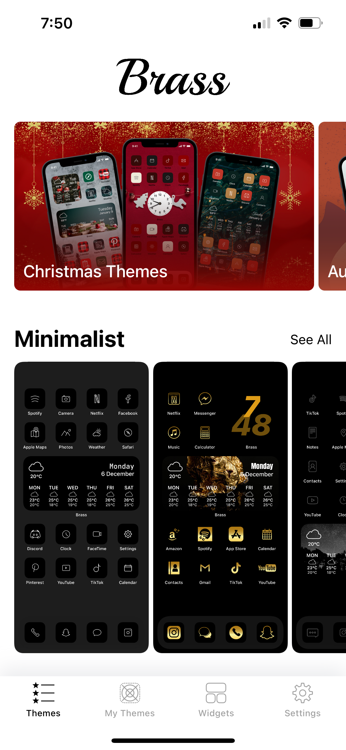 brass app themes screenshot