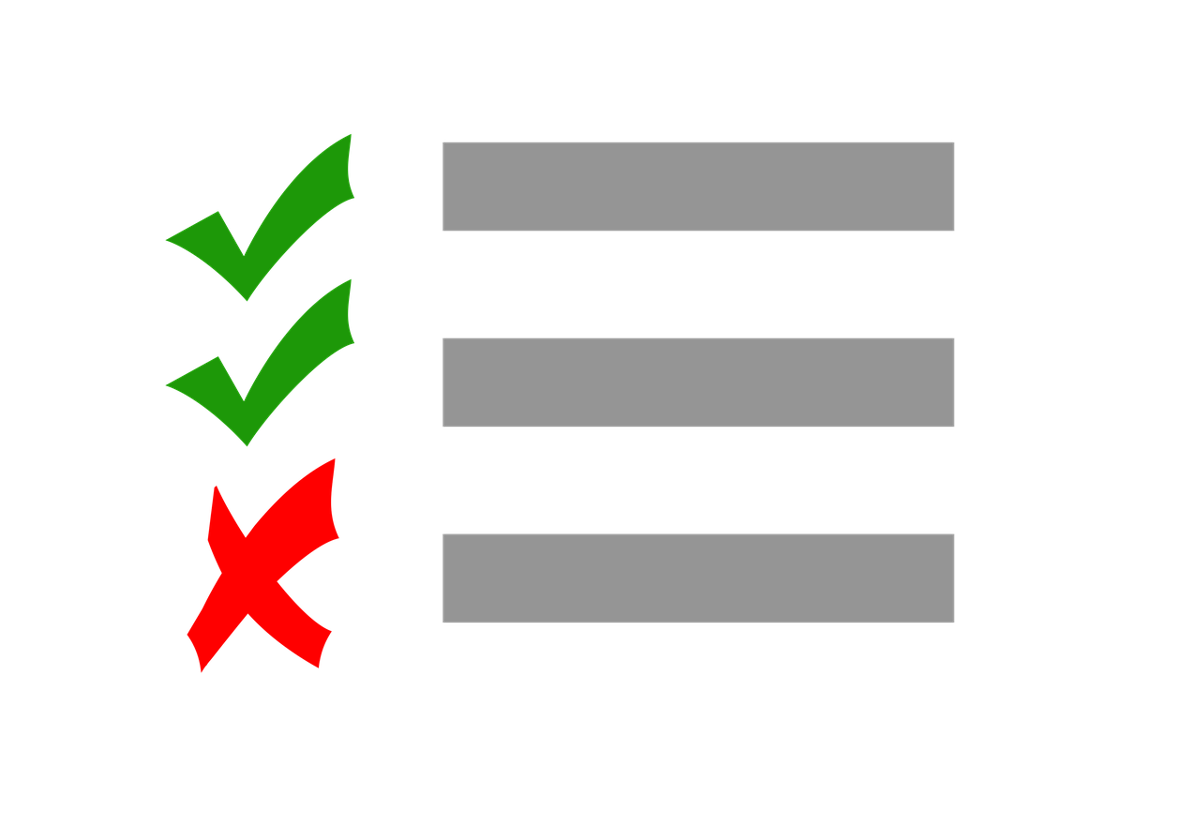 Image of Checklist With Two Items Ticked and One with an X