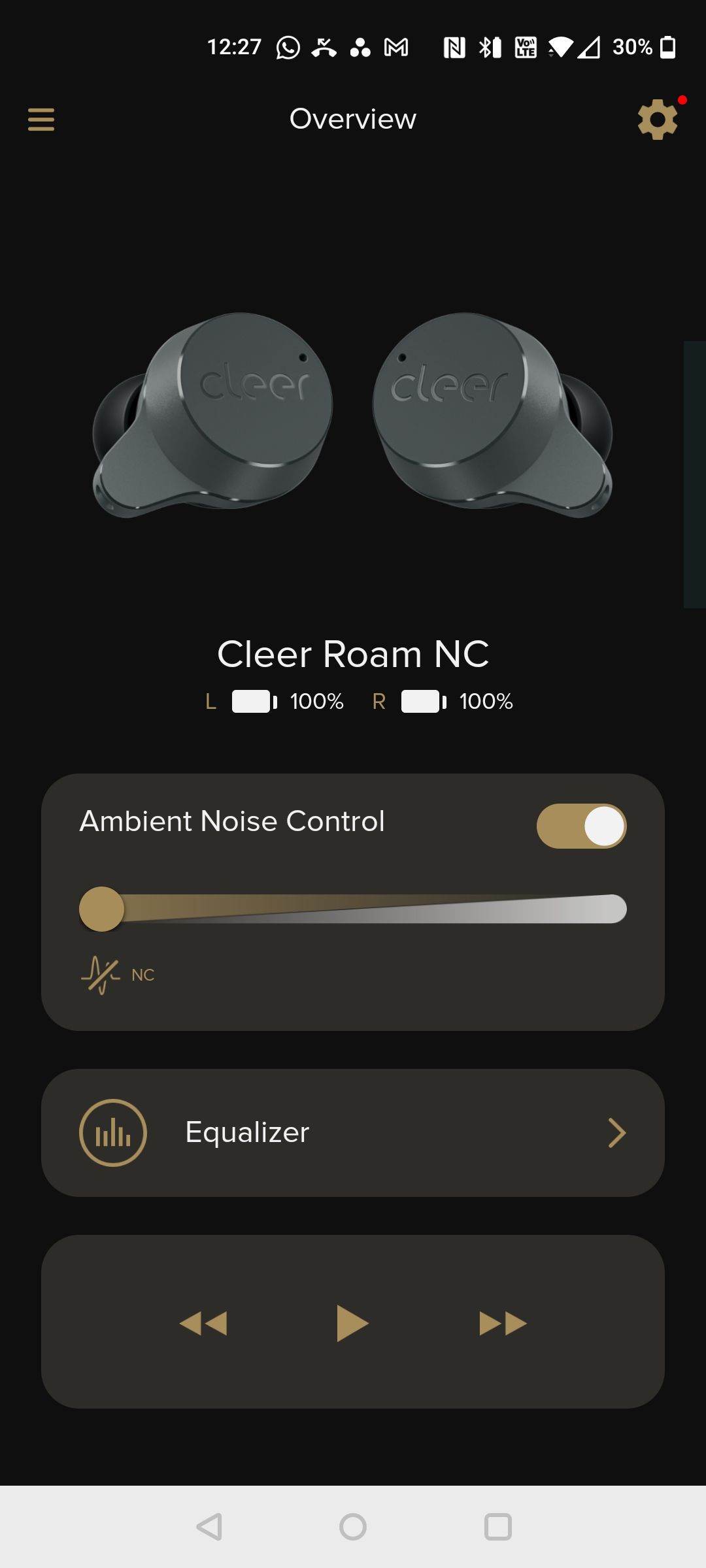 cleer roam nc cleer+ app connected