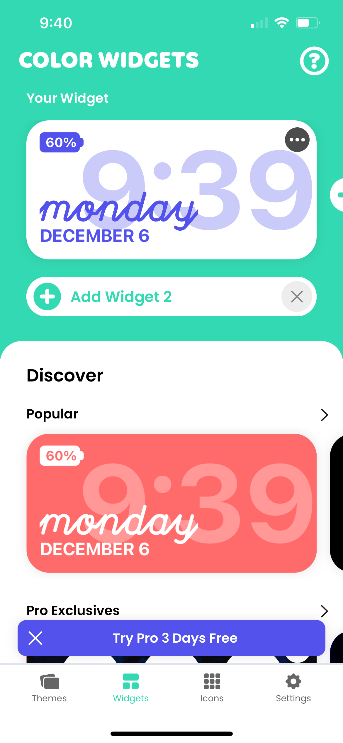 color widgets app widget selection screenshot