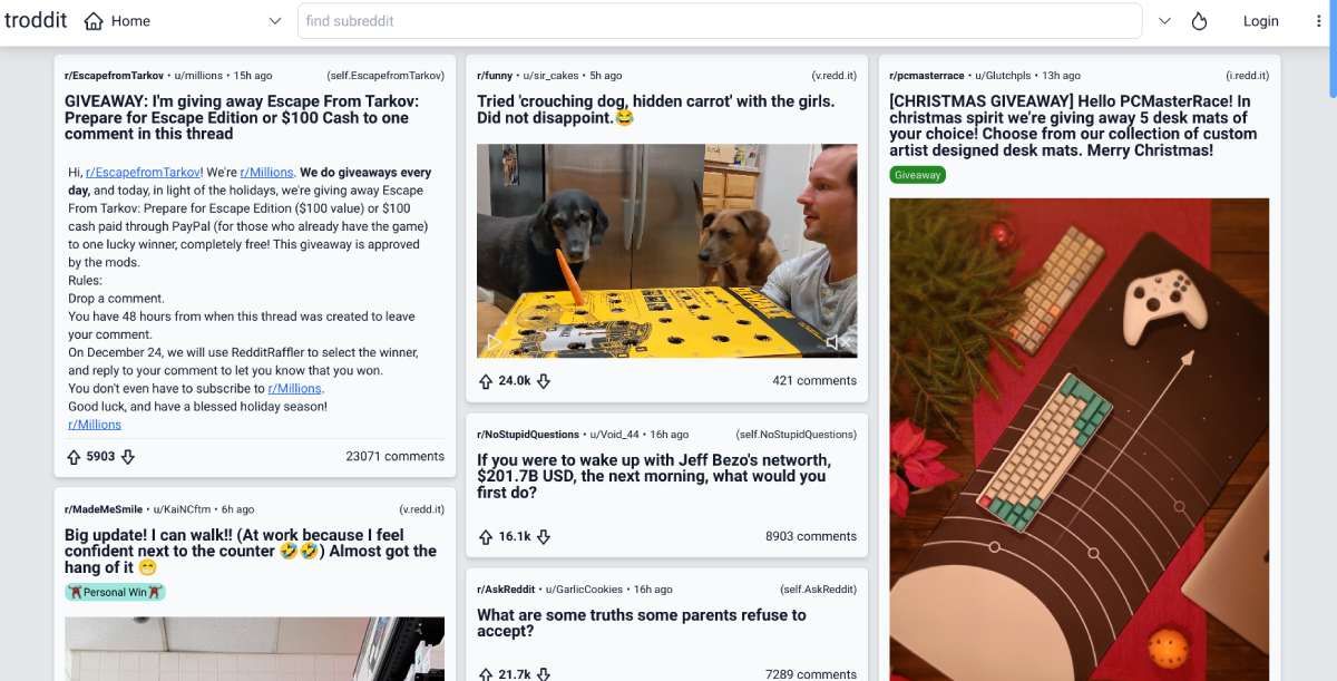 Troddit delivers a multi-column, card-based view for Reddit that is much more pleasing in a browser on desktops or tablets