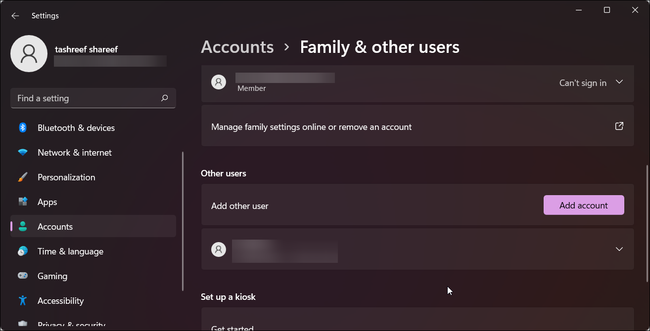 create new local user account windows 11