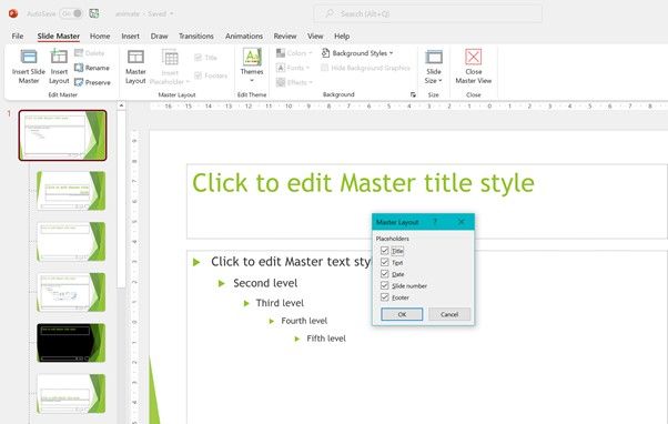 get to slide master in powerpoint for mac