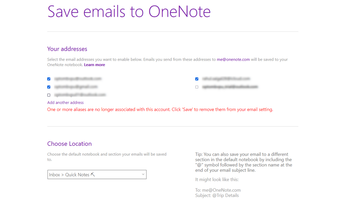 email to OneNote