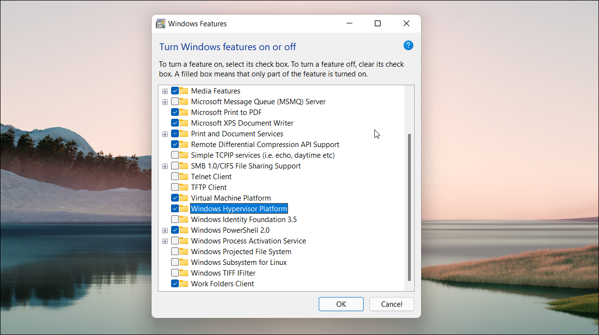 aktifkan windows hypervisor platform windows 11