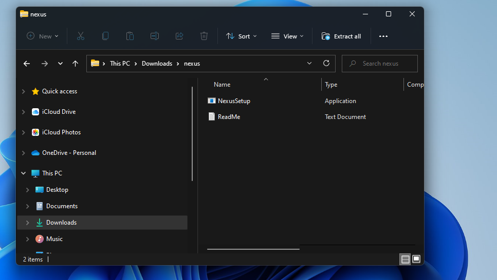 The Extract all button in File Explorer