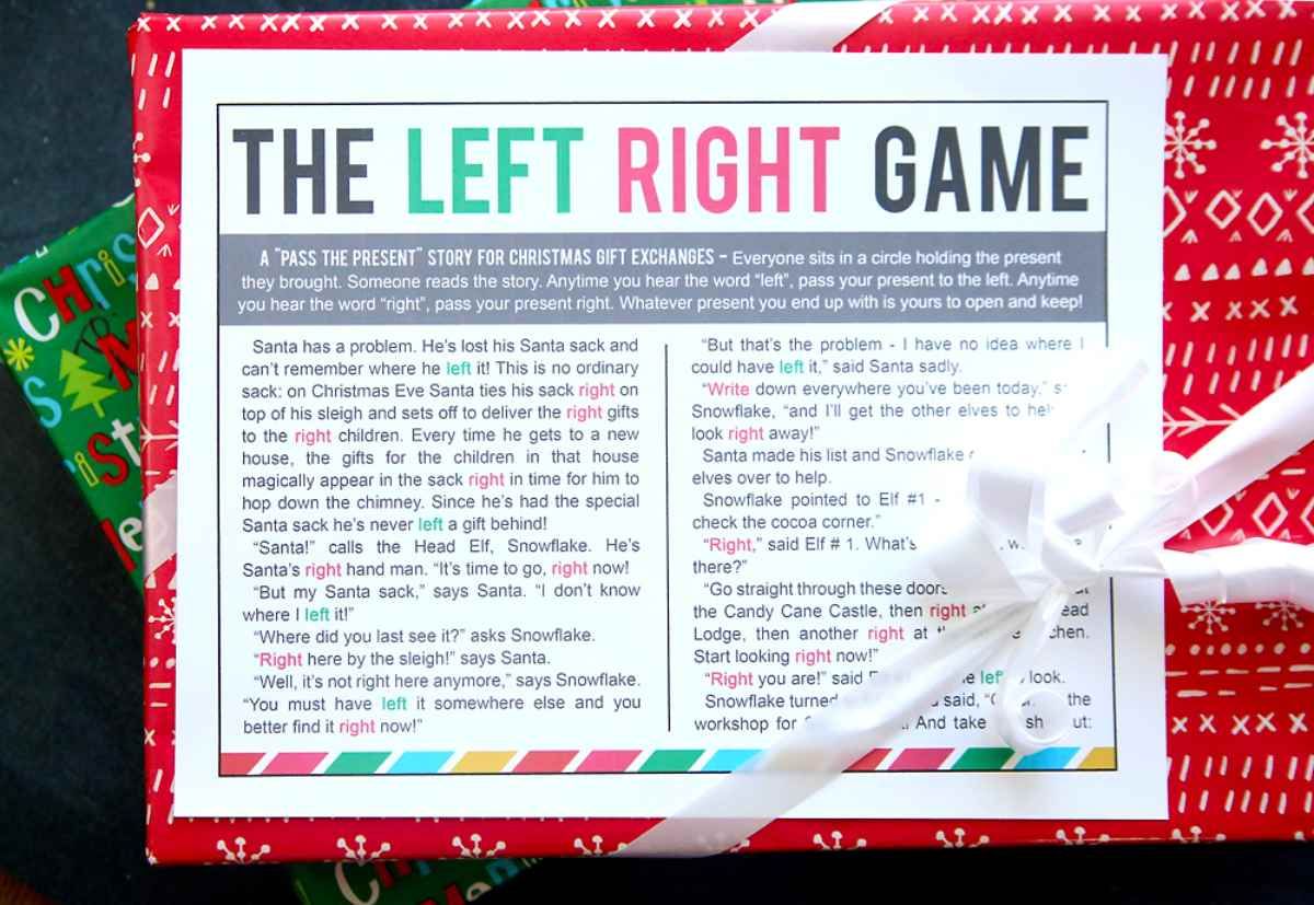The Left Right game is one of the simplest gift exchange games for beginners, especially those who don't like "stealing" and just want a swap based on luck