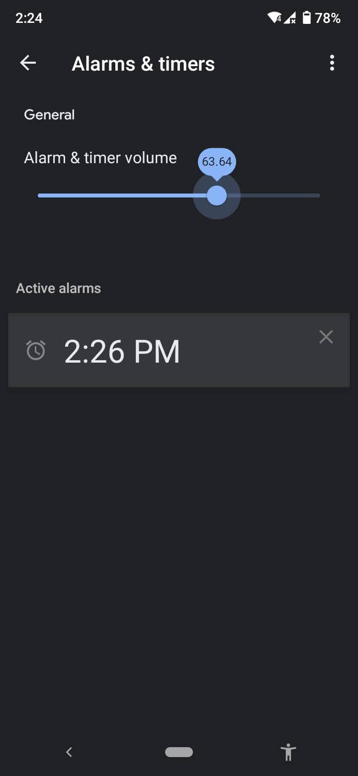 alarm volume on google home app