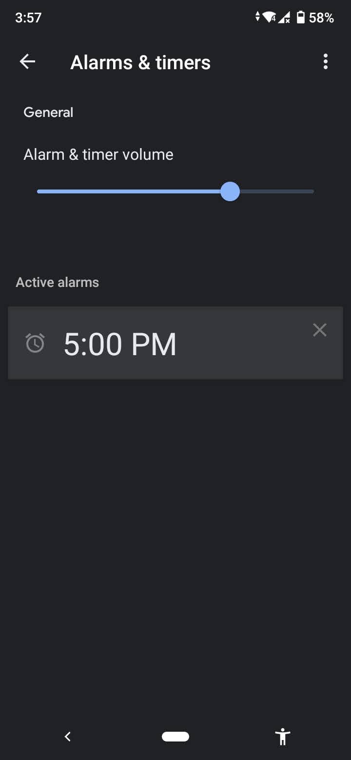 alarm list on google home app