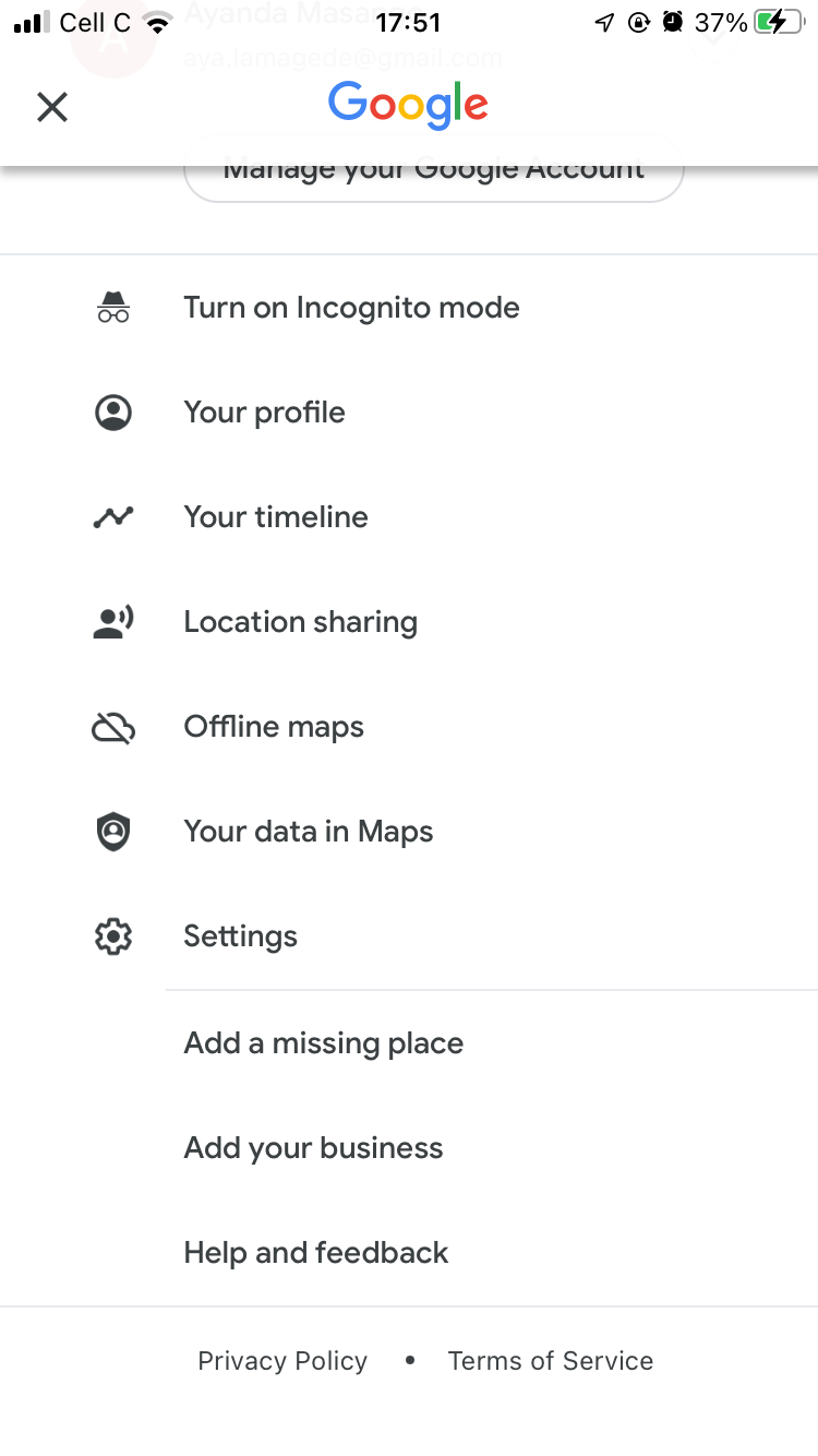 google maps settings ios
