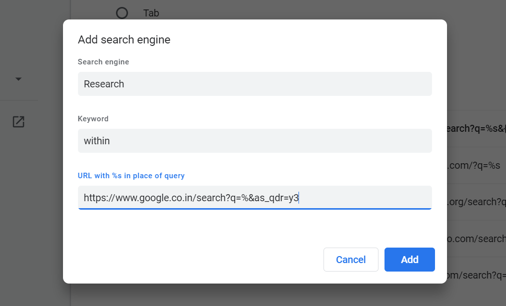 How to search by date on Google with a custom search engine.