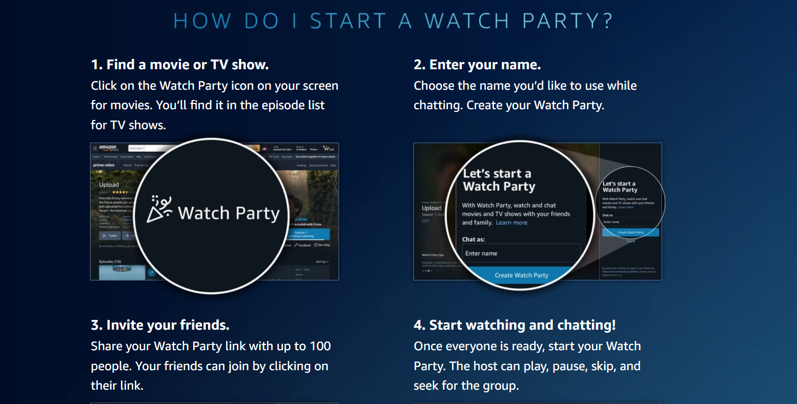 how to start a prime video watch party