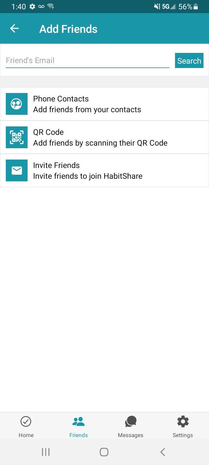 Adding friends on HabitShare.